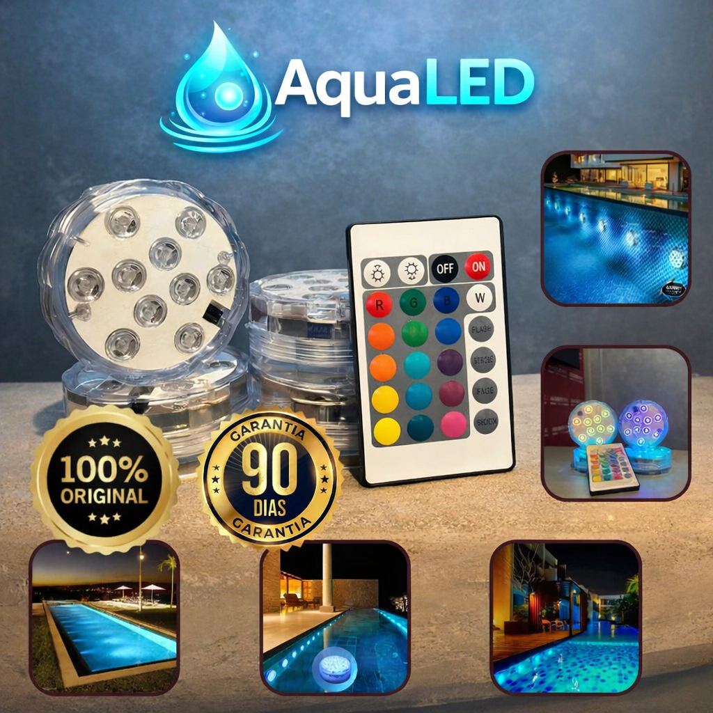 Kit Luminárias AquaLED RGB - Sem Fio Com Controle Remoto