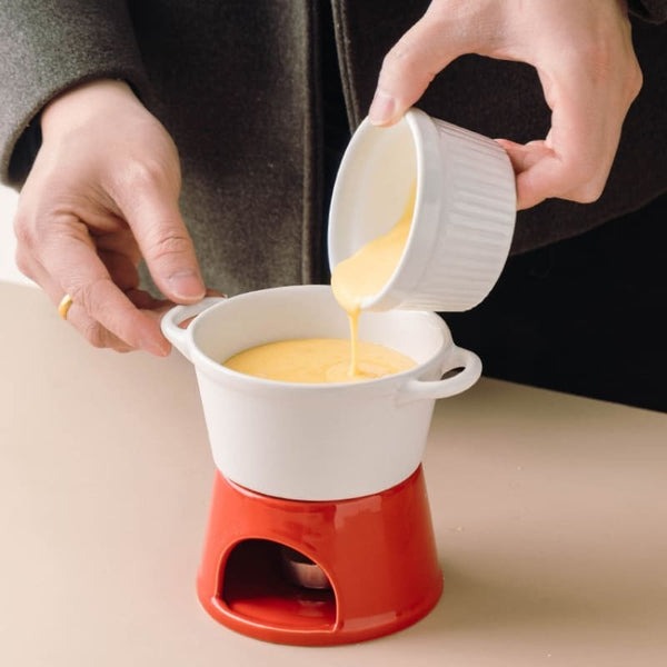 Conjunto Panela de Fondue de Chocolate e Queijo em Cerâmica