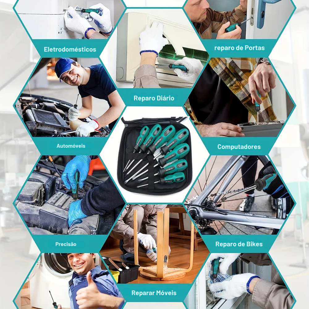 Conjunto com 7 Chaves Fenda e Philips