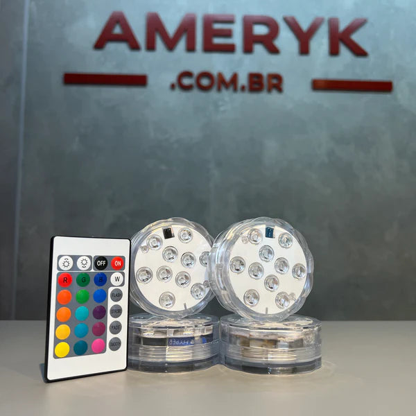 Kit Luminárias de Piscina RGB - Sem Fio Com Controle Remoto | AMERYK STORE