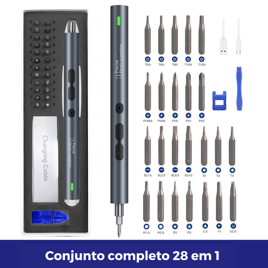 Chave De Fenda Elétrica Multifuncional | kit Completo