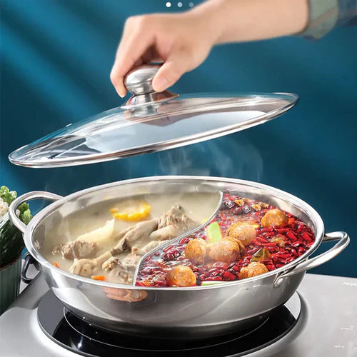 Panela com Divisória em Aço inoxidável com Tampa | MultiCook